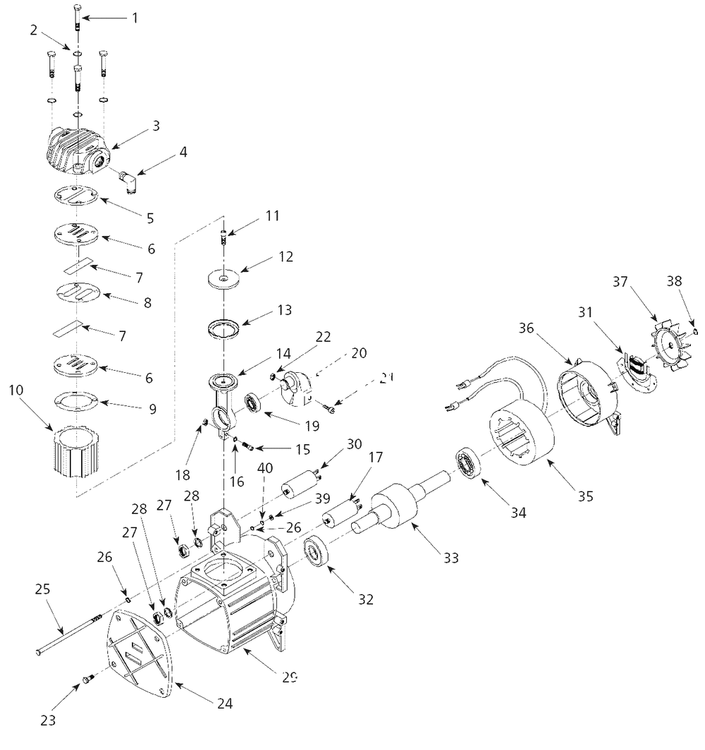 Pump Parts Diagram and Parts List for HM700000DI  Campbell Hausfeld Compressor